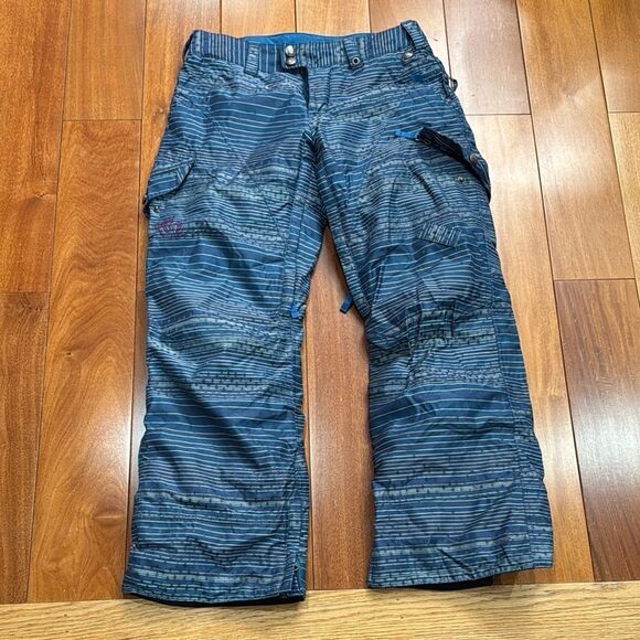 Burton Snowboarding Dry Ride pants Blue Purple Striped Multicolor Cargo Pants XS - Picture 1 of 14